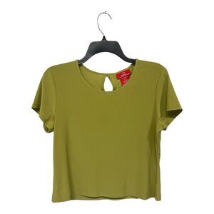 Oscar De La Renta |‎ 3227 Green Short Crop Keyhole Button Shirt M